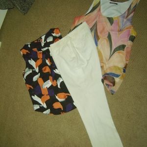 White straight leg cotton/lycra spandex pants